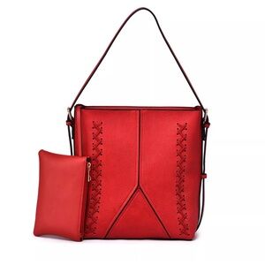 Elegant Red Women's Handbag Set